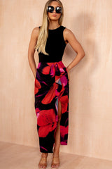 Opal Multi Floral 2 in 1 Bow Detail Midi Dress