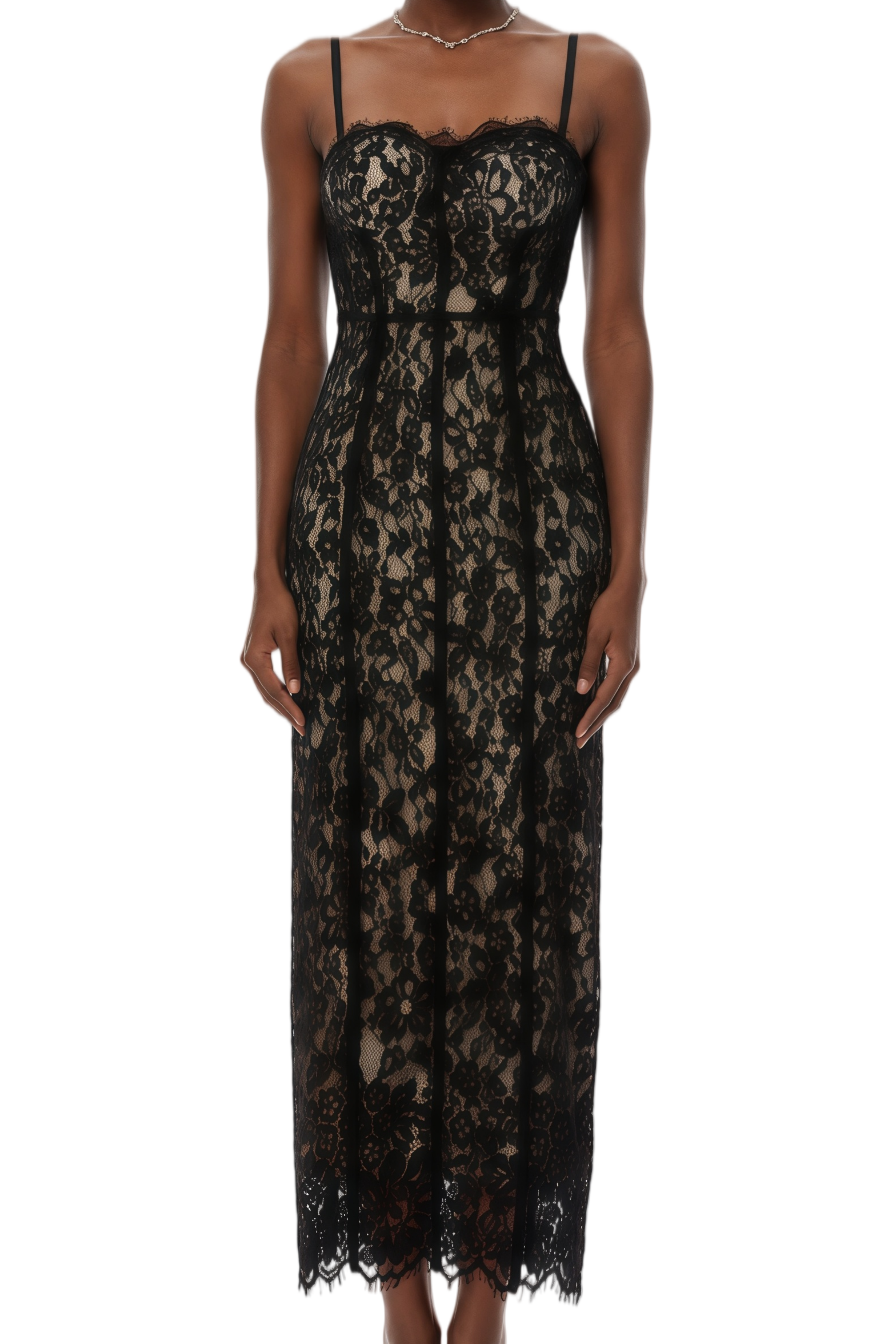 Beverly Black Floral Lace Corset Maxi Dress