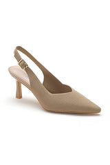 Helene Nude Woven Court Heels