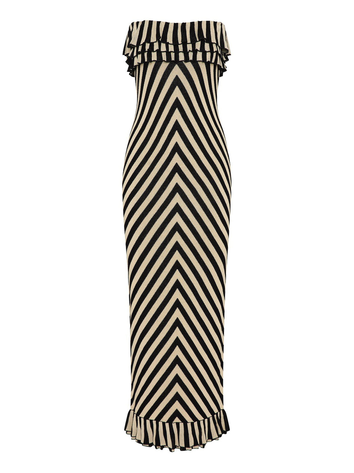 Posse Miles Strapless Dress in Cream & Black