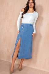 Bethany Mid Blue Denim Skirt