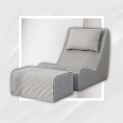 After Dark USA VelvetEase Corduroy Intimacy Chaise with Ottoman & Neck Pillow Grey