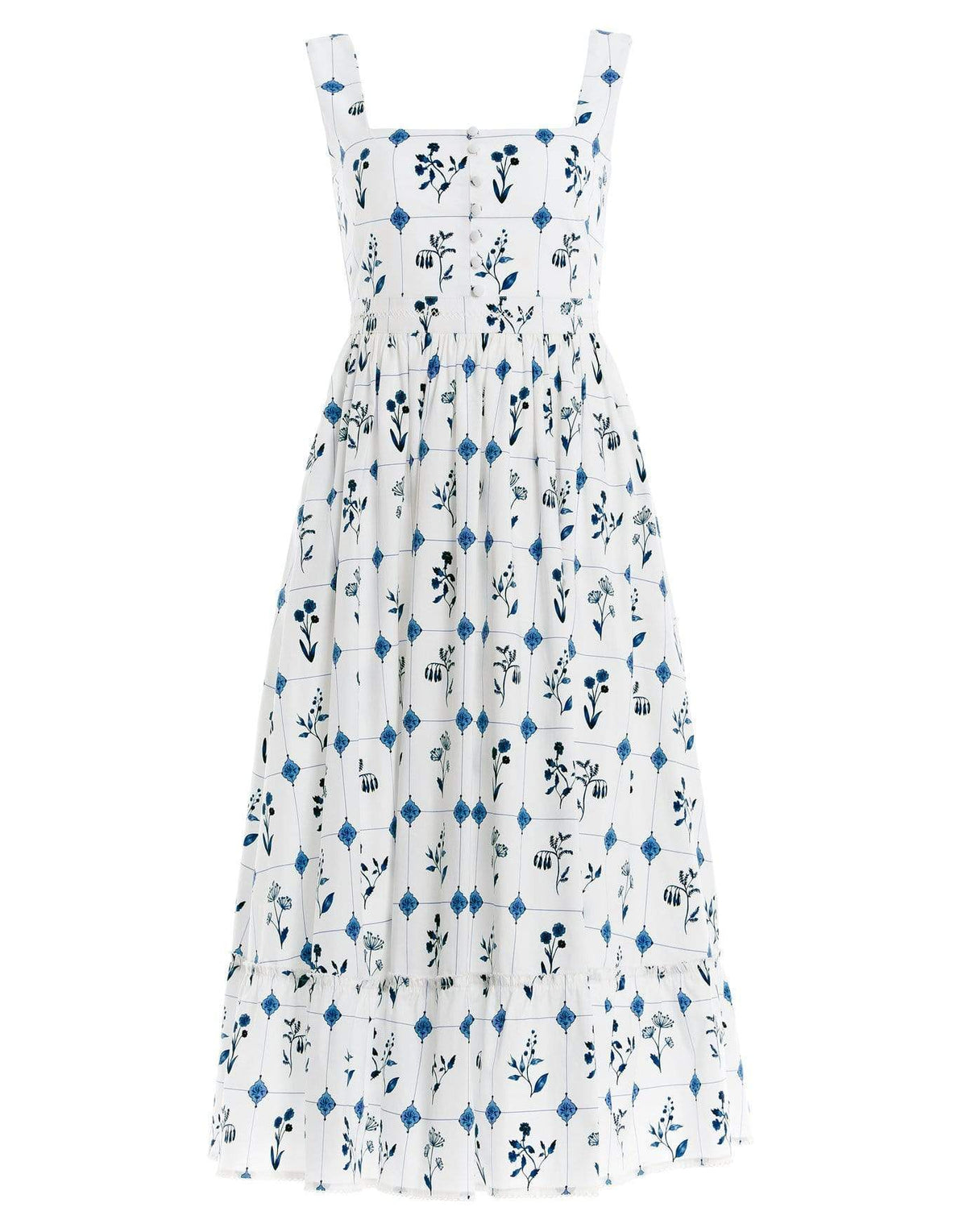 AGUA BY AGUA BENDITA-Melon Loza Hand Embroidered Midi Dress-