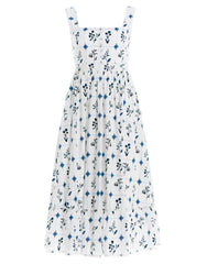 AGUA BY AGUA BENDITA-Melon Loza Hand Embroidered Midi Dress-