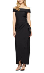 Alex Evenings 134164 - Off Shoulder Column Formal Dress Evening Dresses 2 / Black