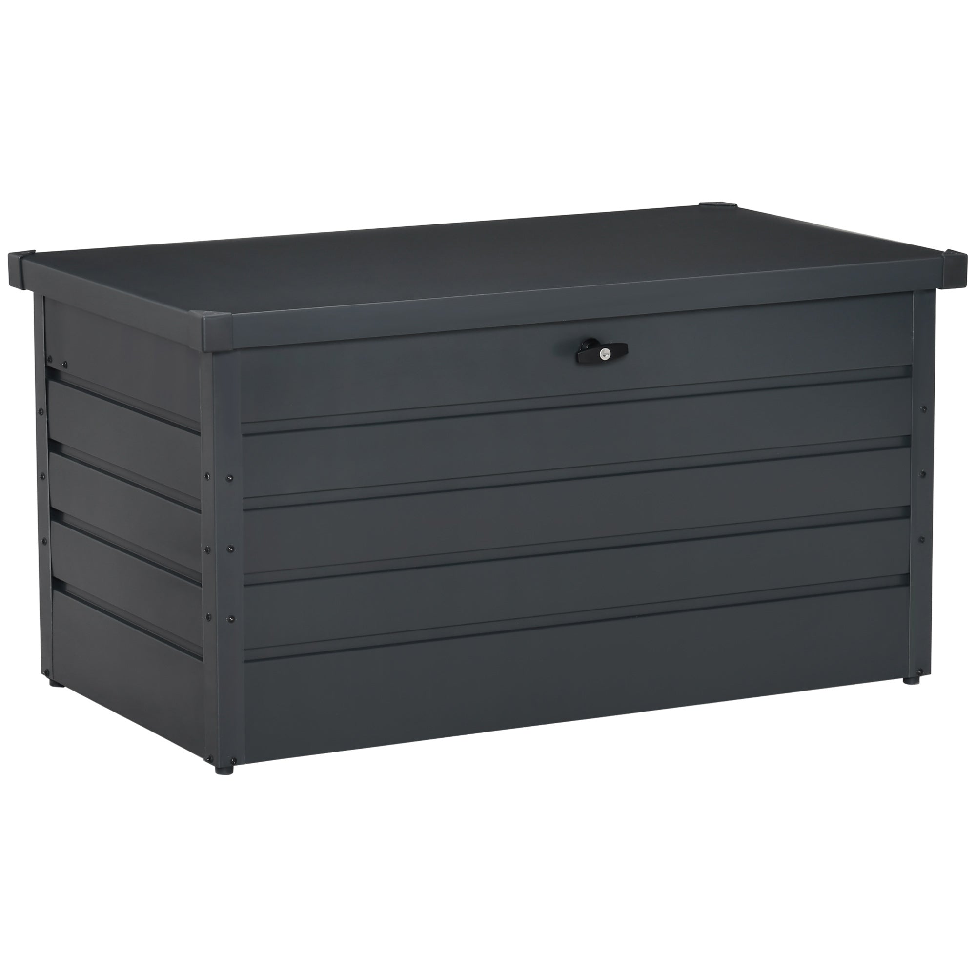 Outsunny Large Deck Box, Outdoor Storage Container with Lock for Pool Toys, Garden Tools, Furniture and Sports Equipment, Grey