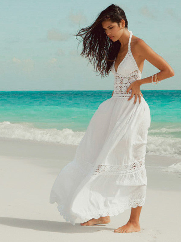Anna Kosturova Handmade Filigree Lace Crochet Maxi Dress Bohemian Bride Beach Wedding