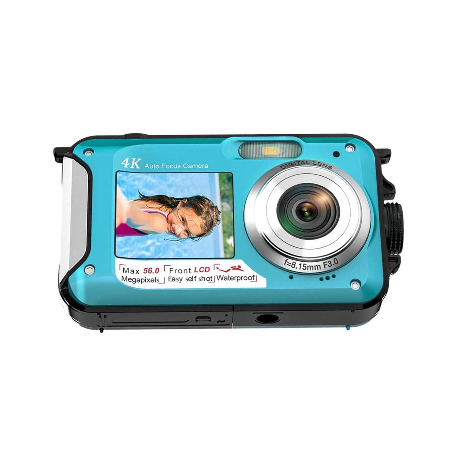 ShotCorix Waterproof Digital Camera 56MP 4K UHD Dual Screen 11FT Underwater Selfie Cam