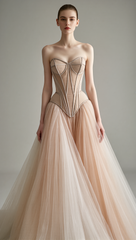 Petra Kara Bridal architectural corset wedding dress with structured design and elegant fit, suitable for bridal fashion.