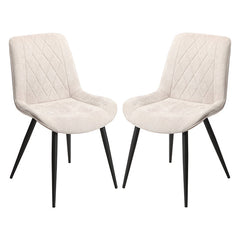 Belfast Diamond Stitch Natural Fabric Dining Chairs In Pair