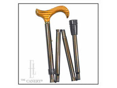 Folding Adjustable Ash Derby Handle Cane in Coffee Brown