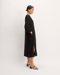 womens-linen-a-line-midi-dress-black | primary