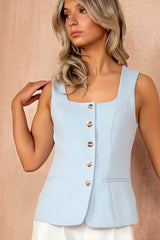 Jamie Sky Blue Square Neck Waistcoat