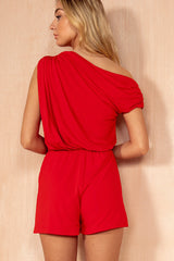 Dina Chilly Red Draped Top Playsuit