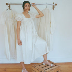 Ivory Silk Taffeta Tie-Back Dress