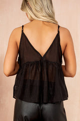 Nevada Black Chiffon Sequin Cami Top