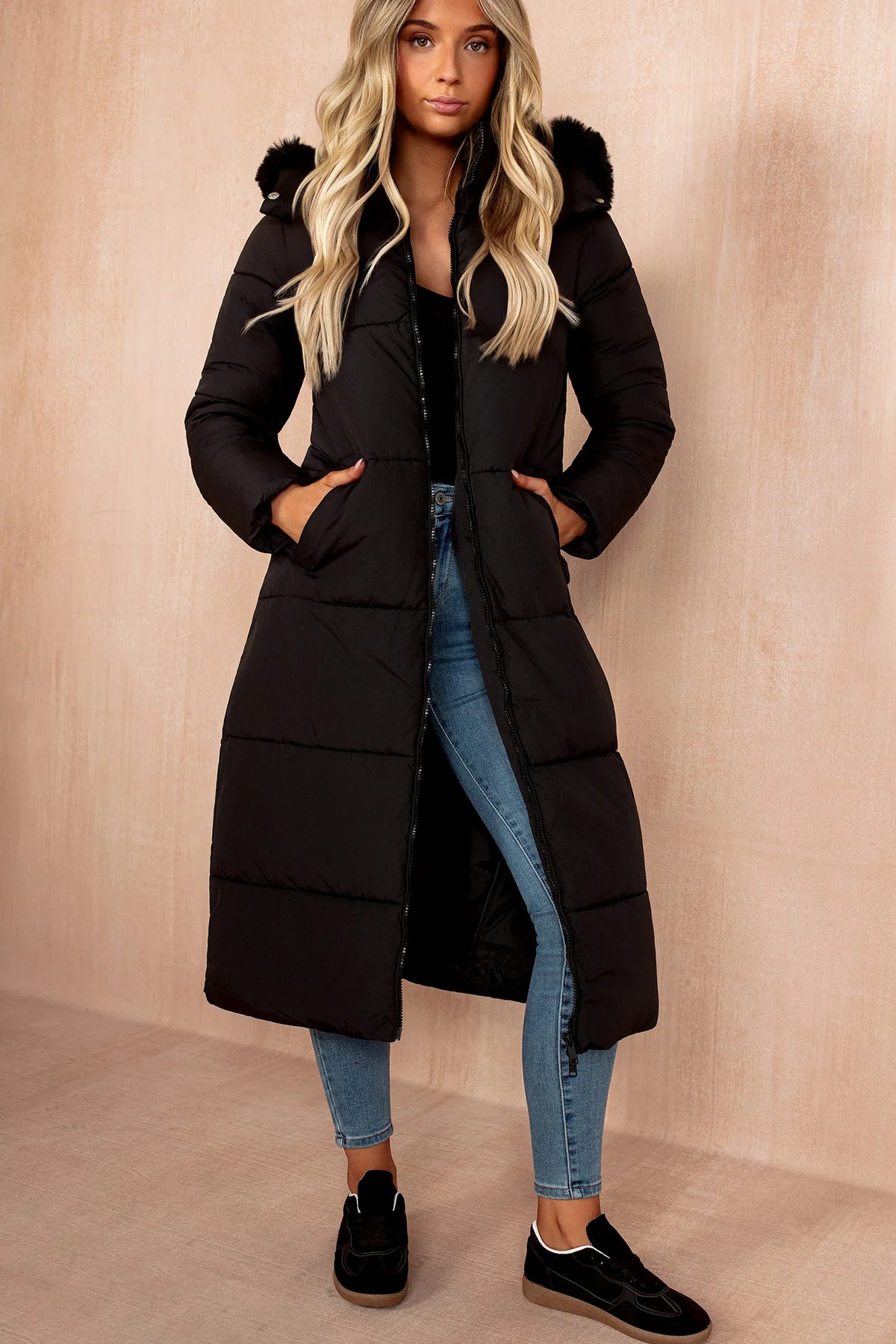 Esther Black Padded Longline Coat