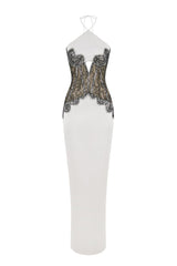 Satin and lace corset maxi dress – Rasario