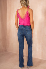 Francene Dark Blue Push Up Flared Jeans