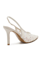 Darcy Cream Lace Embroidered Slingback Heels