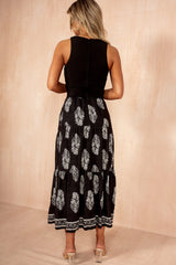 Naoise Black Border Print Smock Dress