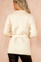 Hayley Cream Knit Belted Blazer