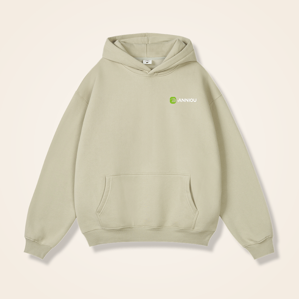 beige 350gsm fleece pullover hoodie