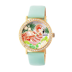 Bertha Luna Mother-Of-Pearl Leather-Band Watch - Mint