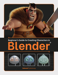 White book cover showing a Viking made using Blender and the title 'Beginner's Guide to Creating Characters in Blender'