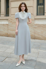 Birdy A-line Bow Linen Cotton Midi Dress - MEAN BLVD