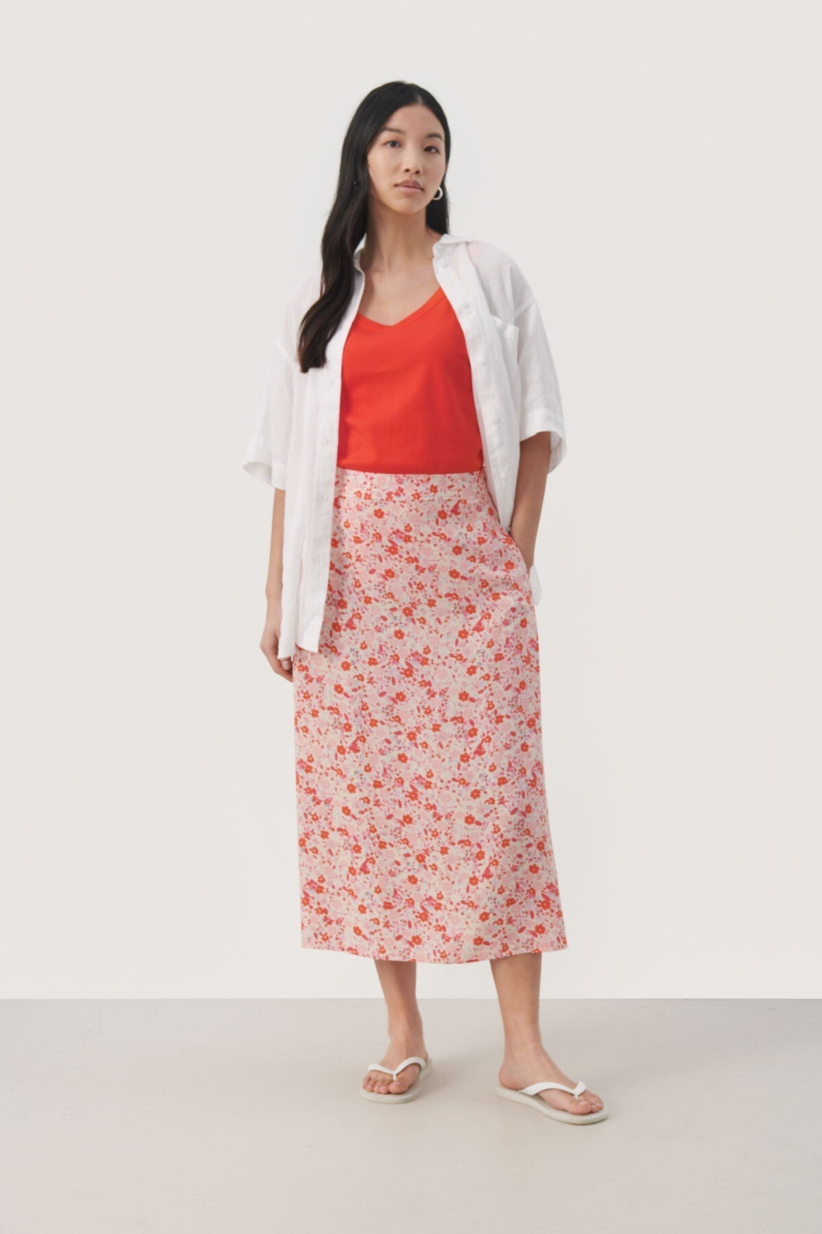 Biserapw Skirt Mandarin Red Mini Flower | Skjørt | Smuk - Dameklær på nett