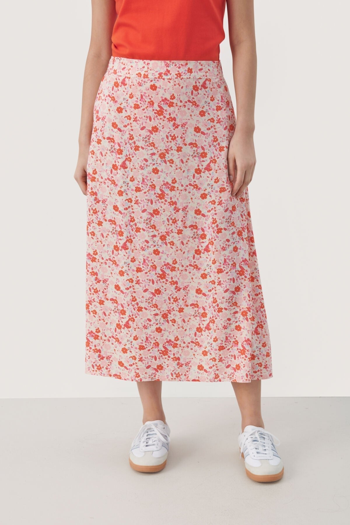 Biserapw Skirt Mandarin Red Mini Flower | Skjørt | Smuk - Dameklær på nett