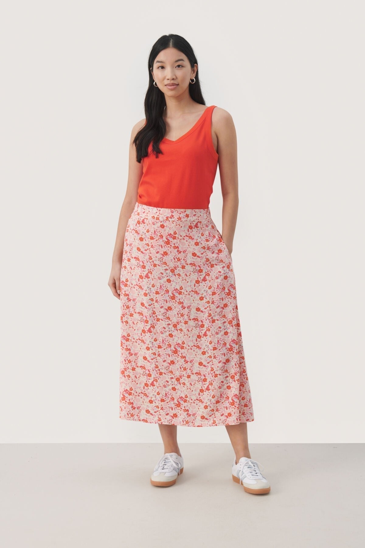 Biserapw Skirt Mandarin Red Mini Flower | Skjørt | Smuk - Dameklær på nett