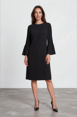 Women's teri jon black dress with bell sleeves
