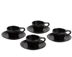 Wilshire Cappuccino Cups and Saucers, Matte Black (4-Pack)