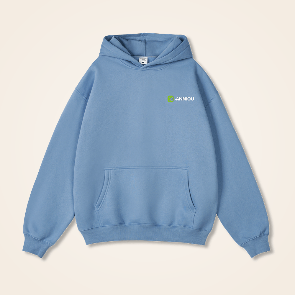 blue 350gsm fleece pullover hoodie