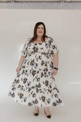 BOLD FLORAL PLISSE MAXI LENGTH DRESS WITH SMOCKED WAIST - Love Marlow