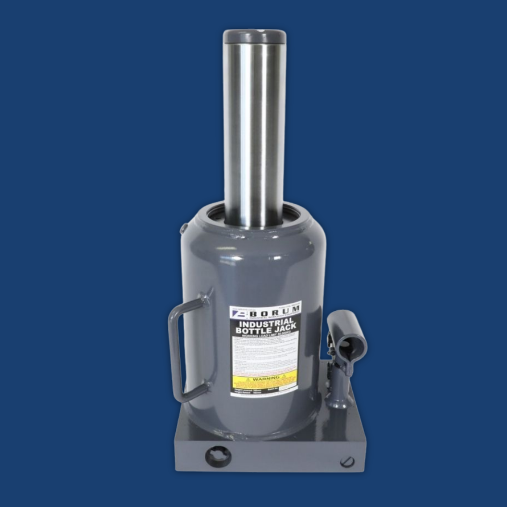 Front view of Borum Industrial Hydraulic Bottle Jack - 50 Tonne Capacity