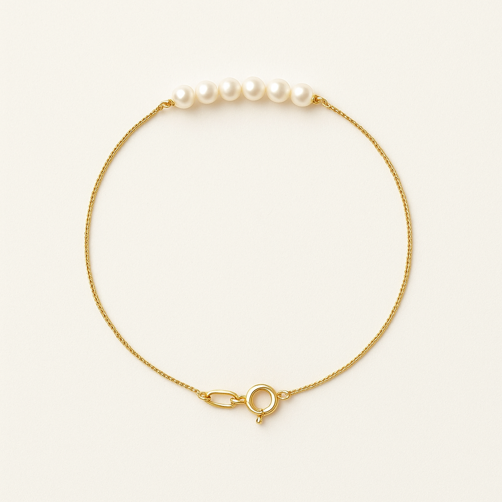 Bracelet NANÉA | Or Jaune & Perles Banches