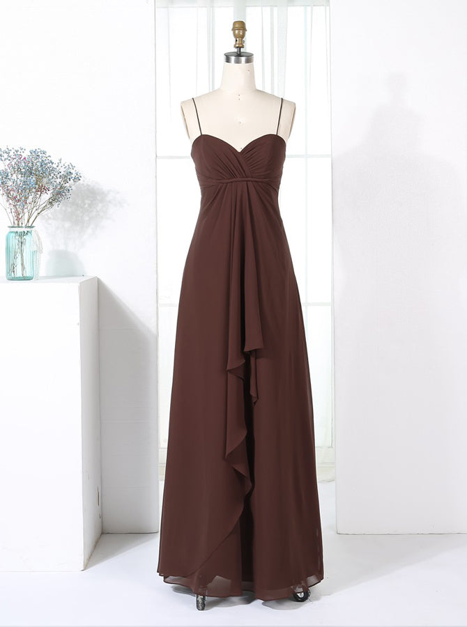 Brown Bridesmaid Dresses,Empire Waist Bridesmaid Dress,Long Bridesmaid Dress,BD00320