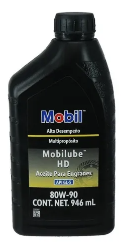 ACEITE PARA ENGRANES, MOBIL LUBE, HD 80W90, 946 ML.