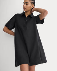 womens-mini-popover-shirtdress-in-linen-black | primary