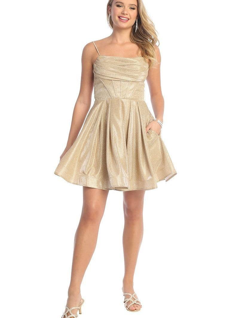 Sparkling Cowl Neckline Short Length Bridesmaid Dress