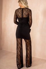 Bertha Black Lace Flare Leg Jumpsuit