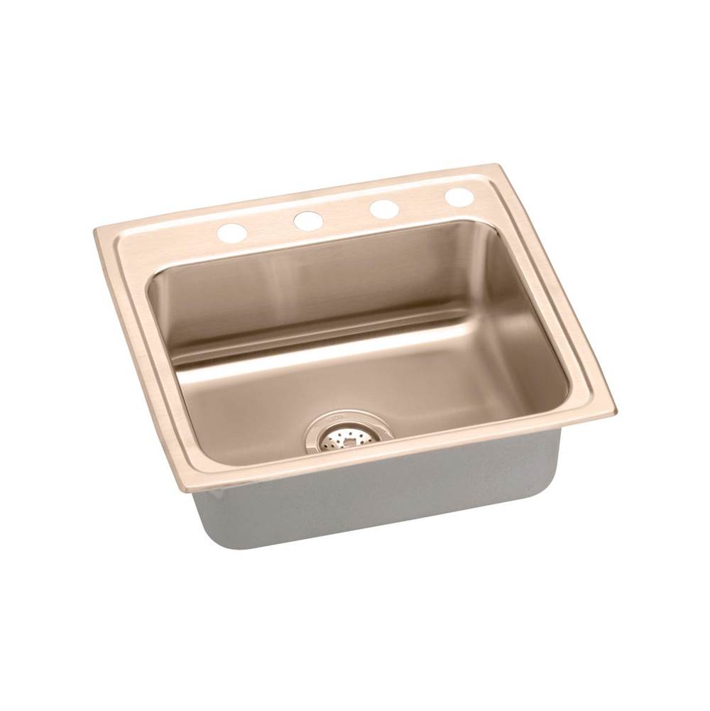 Elkay LRAD2219602-CU 18 Gauge CuVerro antimicrobial copper 22' x 19.5' x 6' Single Bowl Top Mount Sink