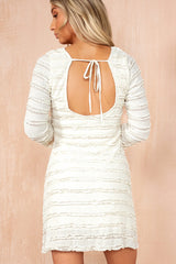 Norah Cream Textured Frill Dress