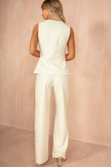Jo Ivory Tailored Straight Leg Trousers