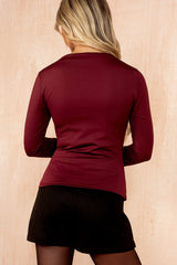 Betsy Burgundy High Neck Top
