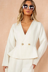 Doireann Cream Peplum Blazer Top