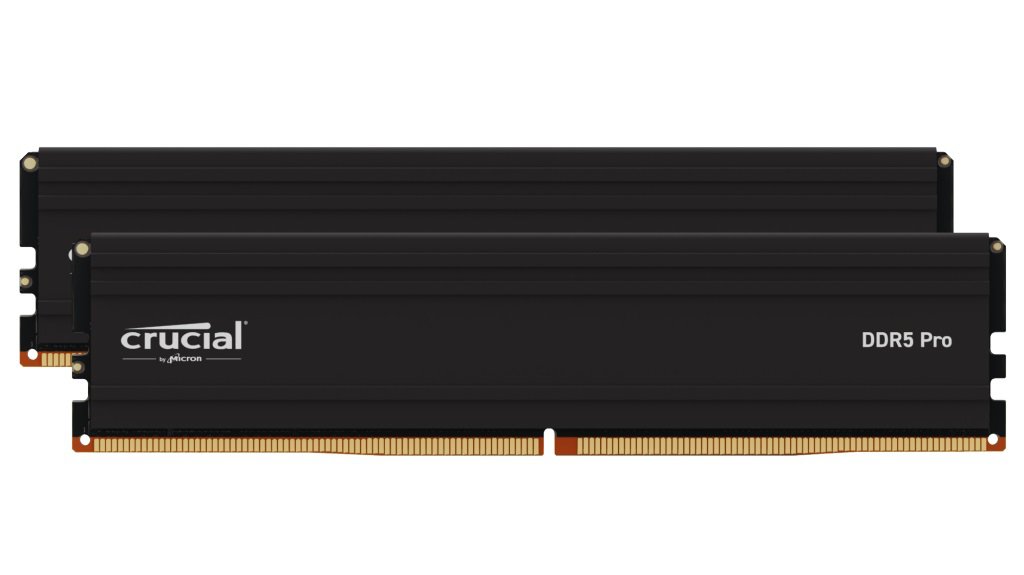 DDR5 UDIMM memory kit with two black Crucial DDR5 Pro modules